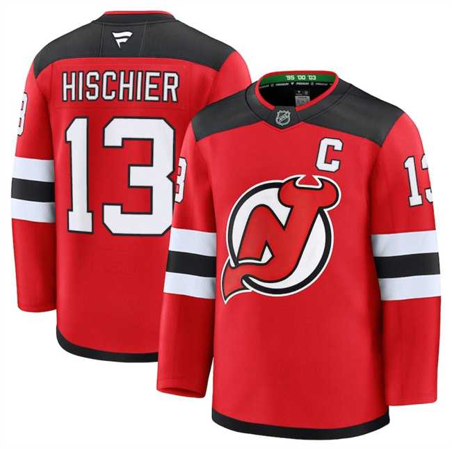 Men%27s New Jersey Devils #13 Nico Hischier Red 2024-25 Home Stitched Hockey Jersey Dzhi